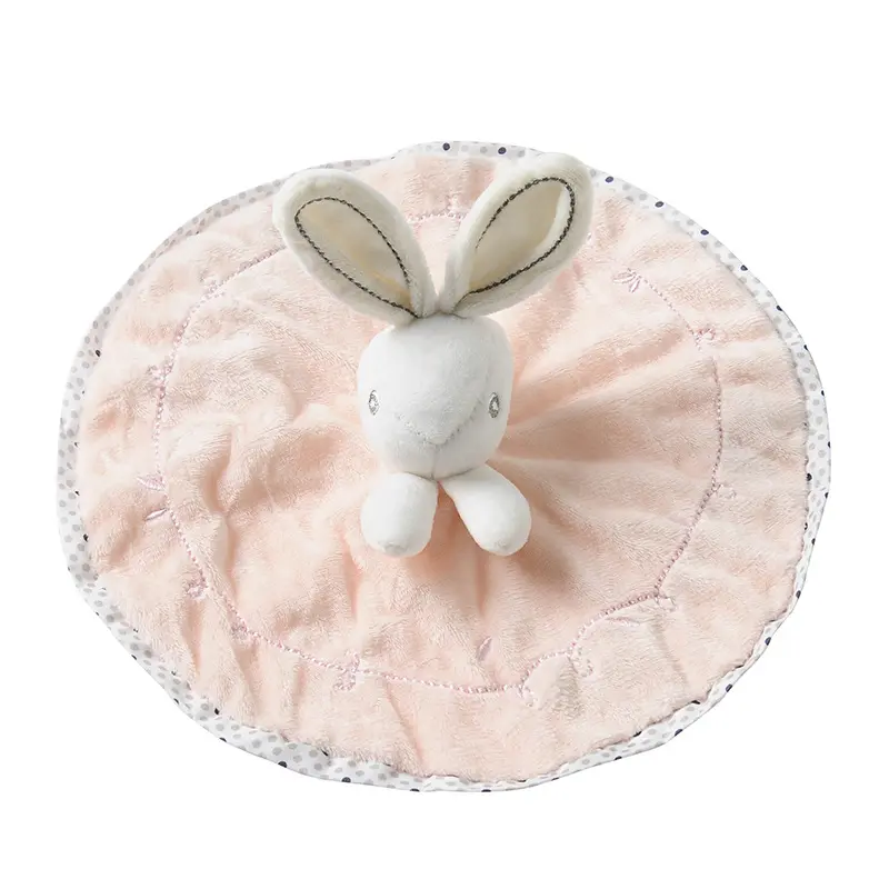 Custom Bunny Security Blanket Fleece Girl Newborn Soft Pink Plush Toy Blanket Gift for Infant and Toddler