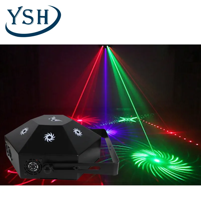 YSH-proyector láser de 8 ojos con ruedas para discoteca, lámpara de rayo RGB para espectáculos de escenario, DJ, para clubs y bodas