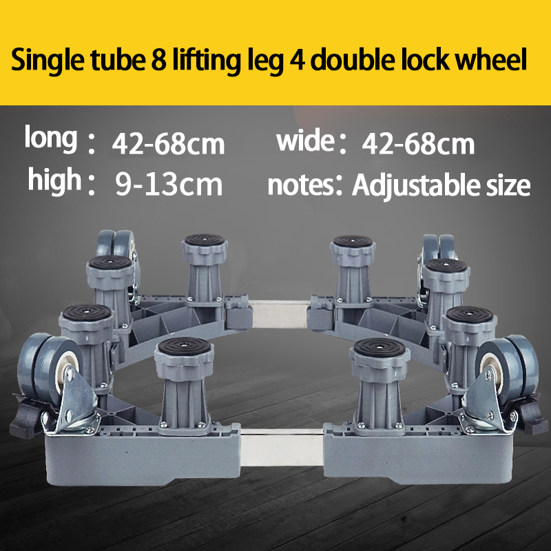 Gris, tube unique, 8 pieds réglables, 4 roulettes à double blocage