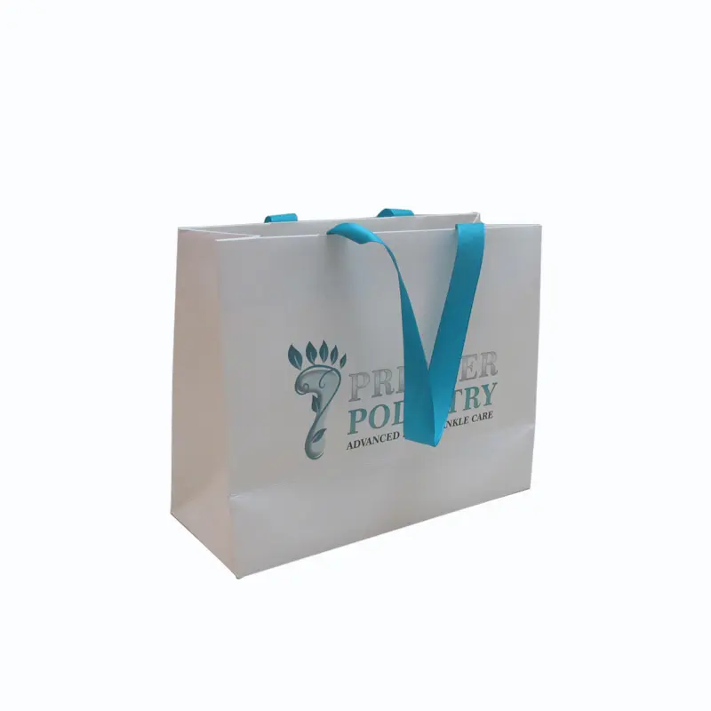 China manufacture custom reusable retail luxury logo Printed cardboard paper bags color logo white packaging bags