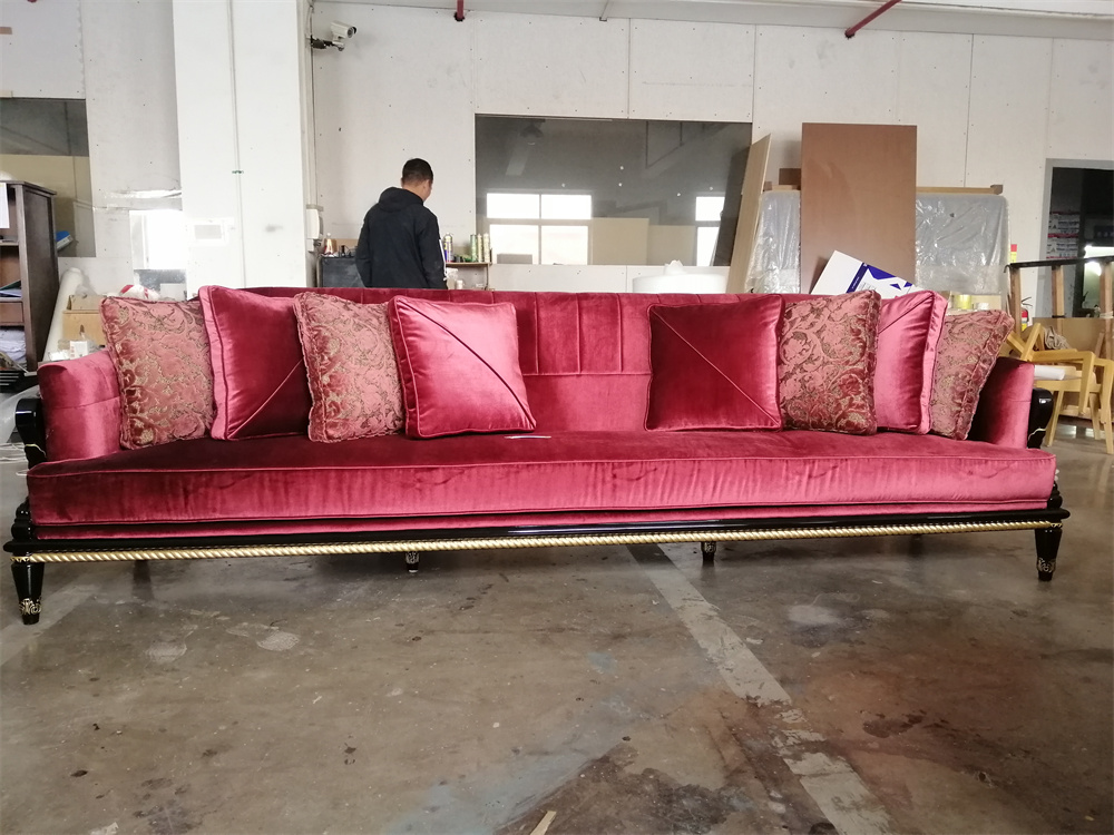 foshan chuangdian 5 star hotel furniture red luxury velvet living room sofa