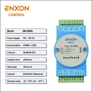 Relé ModBUS 8NO 5A/250VAC con entrada y salida (IO) de control de enlace inalámbrico FSK/GFSK/MSK/LORA de 433M - Product Image 2