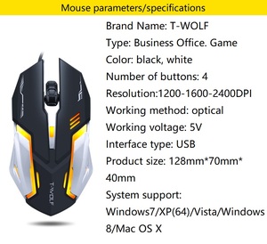 Thunder Wolf V5 Gaming Mouse Suitable for Notebook Desktop Computer Luminous Metal Wired Mouse - Product Image 3