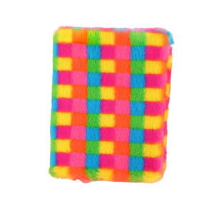 Cartoon Creative Cute Plush <strong>Notebook</strong> Rainbow <strong>Colorful</strong> Fur Plush Cover Leopard Pattern Student <strong>Notebook</strong>