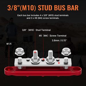 250A 12V bara güç dağıtım bloğu 4 damızlık bağlantı bloğu negatif pozitif araba deniz aracı aküsü Terminal bloğu bara M10 - Product Image 3
