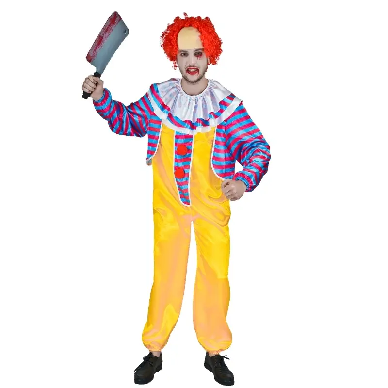 Costumi da Clown Horror spaventoso di Halloween all'ingrosso Costume da Clown malvagio per uomo adulto