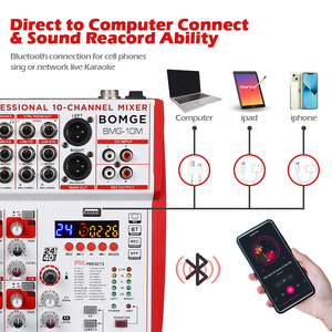 Mezclador de audio BMG-10M para dj, interfaz de audio de 10 canales, transmisión en vivo, con 24 DSP, usb, 100V/240V - Product Image 3