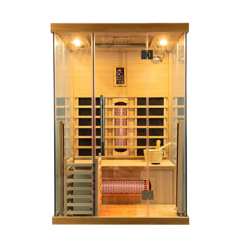 Sauna combinata a infrarossi e vapore di lusso casa in legno per interni 2 persone Sauna a infrarossi lontani