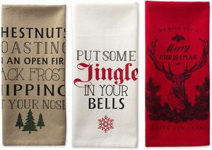 3 boy Set noel dekoratif Stag kırmızı dijital baskılı % 100% pamuk mutfak bez peçete kurulama bezi - Product Image 2