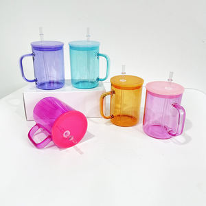 Best Value <strong>Gift</strong> 17oz Colored clear Glass <strong>Mugs</strong> with <strong>pp</strong> Lids Suitable for Vinyl Camper <strong>Mug</strong> for Dye Sublimation Heat Press