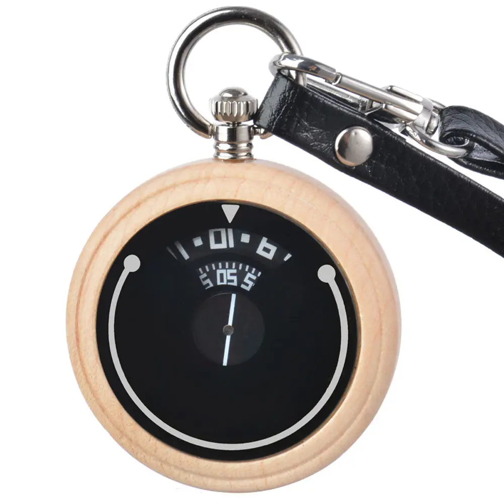 Personalized Custom Engraved Chain Handmade Quartz Wood Pocket Watch