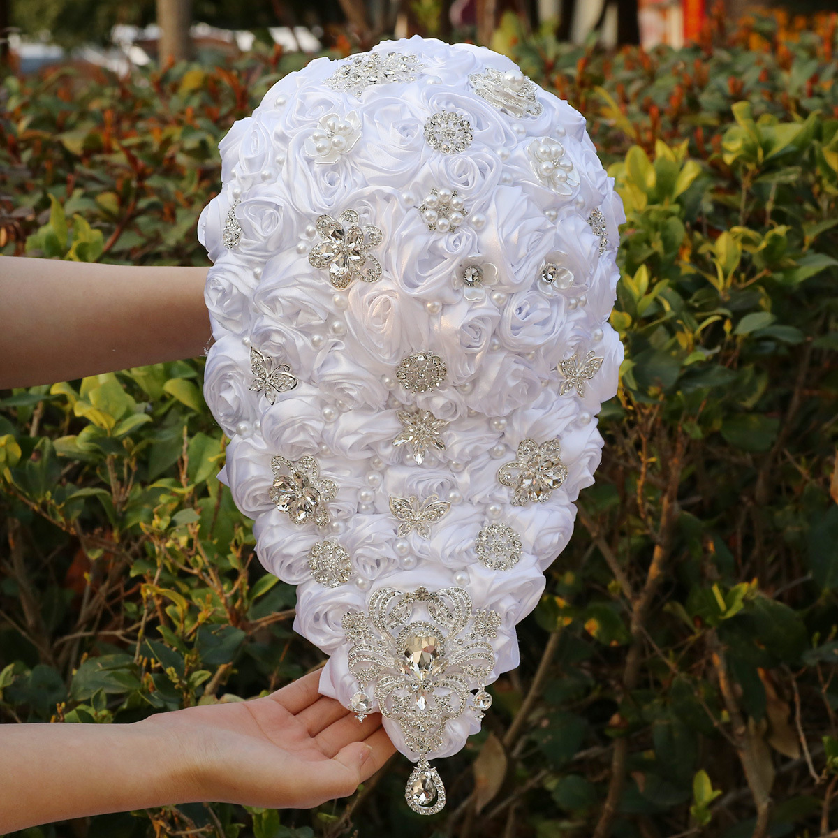 Joyería de plata con perlas blancas puras - Diámetro: 22cm, 44cm, 26cm