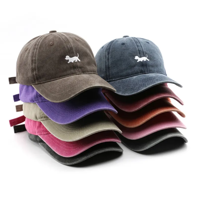 Pink Multicolor Baseball Cap Personalized Washed Aged Vintage Embroidered Dog Dad Hat Sport Cap