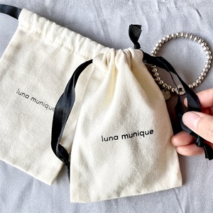 Personalized Calico Canvas Small Draw <strong>String</strong> Bags Cotton Drawstring Bags Customized With Logo for Jewelry - Product Image 1