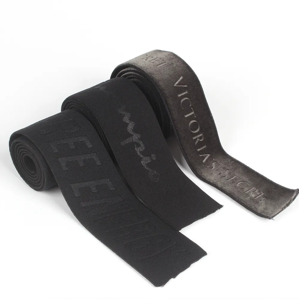 Accessori per abbigliamento con nastro elastico con Logo in rilievo personalizzato di fabbrica fasce in tessuto stampate