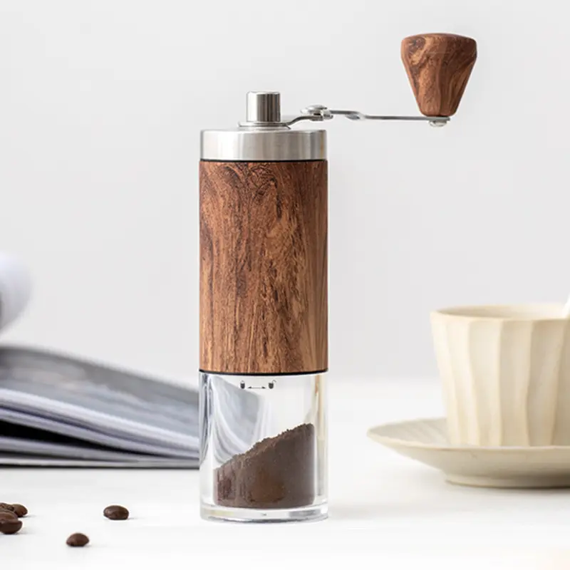 Molinillo de granos de café portátil grano de madera manivela de acero inoxidable molinillo de café de mano herramienta de cocina molinillo