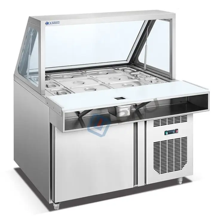 Formazione di schiuma Porta Singola Insalata Display del Contatore Refrigeratore 280L In Acciaio Inox