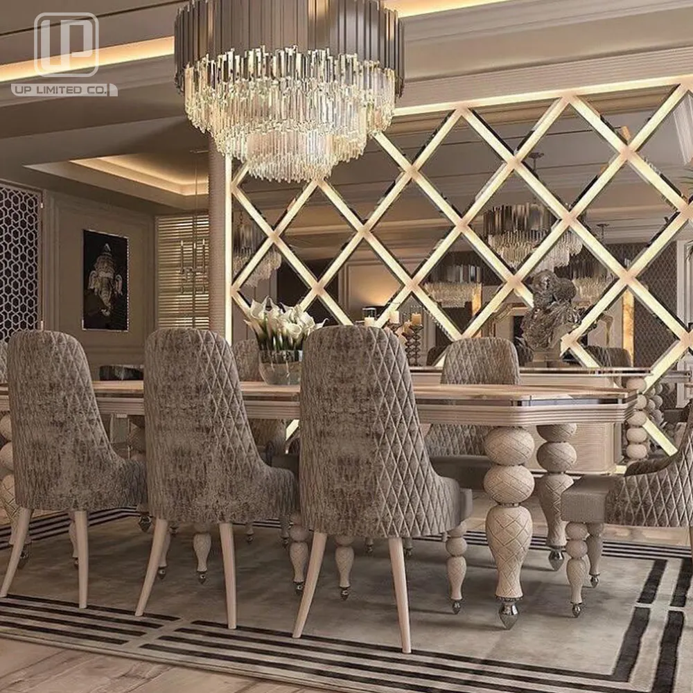 Mesa de jantar contemporânea de luxo, venda quente moderna de 2.8 metros de mármore, cabaça retangular, conjunto de mesa de jantar