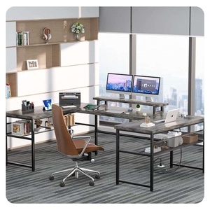 家用商用钢木u型带发光二极管灯和电源插座电脑桌学习桌 - Product Image 1