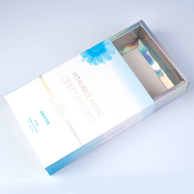 Farbdruck Holo graphisches Papier Benutzer definierte Maske Falt schachtel Recycelbare Schubladen hülle Nagel lippe Parfüm Kosmetik Verpackungs box