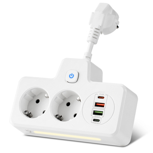 Interruptor de tira de alimentación de la UE de 3250W y cable de alimentación de toma de corriente con 2 enchufes de CA DE LA UE PD20W + QC3.0 + 1C1A e interruptor de control independiente - Product Image 3