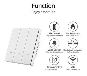 Tuya สวิตช์ไฟติดผนัง3/4แก๊งค์, สวิตช์ไฟอัจฉริยะ1/2 /Gang สวิตช์ไฟ ZigBee จับเวลาสวิตช์ติดผนังสำหรับบ้านและโรงแรมทำงานกับชีวิตอัจฉริยะ - Product Image 2