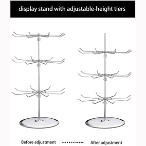 3 Tier Spinner <strong>Display</strong> Rack <strong>Counter</strong> Top Adjustable Rotating Jewelry <strong>Display</strong> Stand for Retail Store - Product Image 3