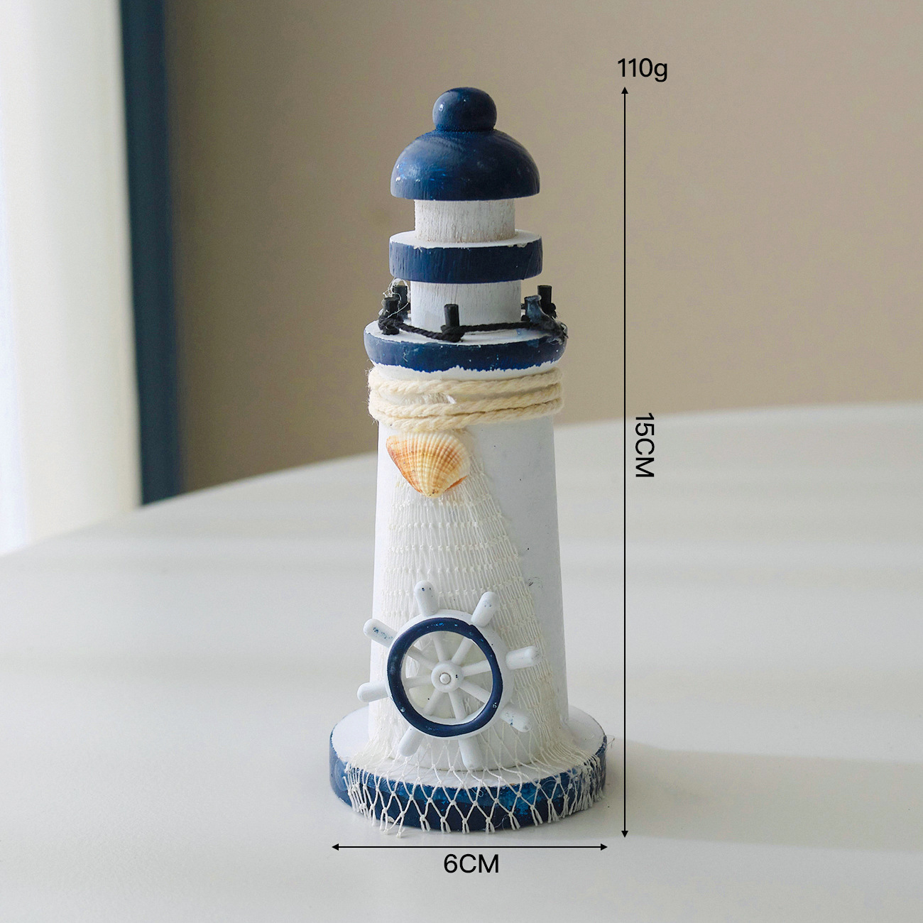 Modèle de timonier phare bleu blanc 15 cm