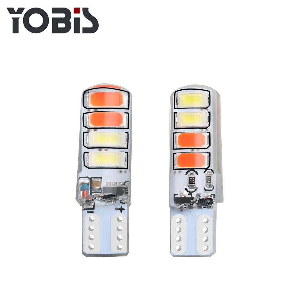Fabbrica diretta T10 5630 8SMD silicone lampeggiante a due colori LED targa larghezza luce lampada porta luce