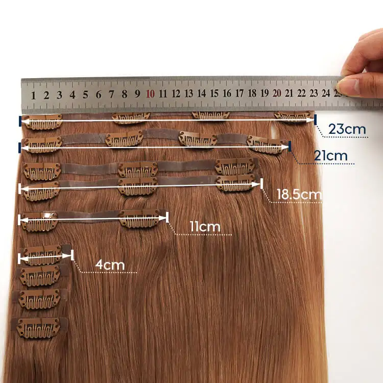 BELLECODE Wholesale Double Drawn invisible Clip In Human Hair Extension Real Remy Brazilian hair seamless clip in hair extension