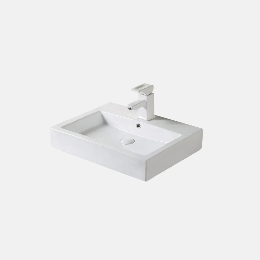 وصل حديثًا حوض غسيل سيراميك مربع أبيض للفن من السيراميك مُثبت يدويًا للحمام