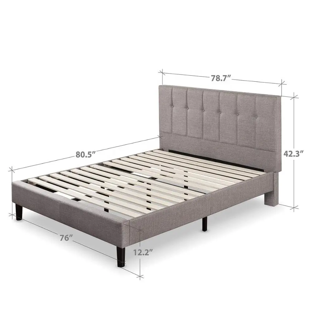 Estrutura de cama reforçada moderna, quadro de madeira, veludo, estofado, cama de tecido moderna