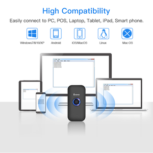 Eyoyo Amazon Hot Android IOS Excel System Symbol 2D QR Code Bluetooth Scanner di codici a barre senza fili per l'inventario del supermercato