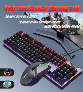 Teclado mecánico con cable de FV-Q609 para juegos, ratón combinado con interruptor azul, 104 teclas, RGB, juego de ratón óptico para PC - Product Image 2