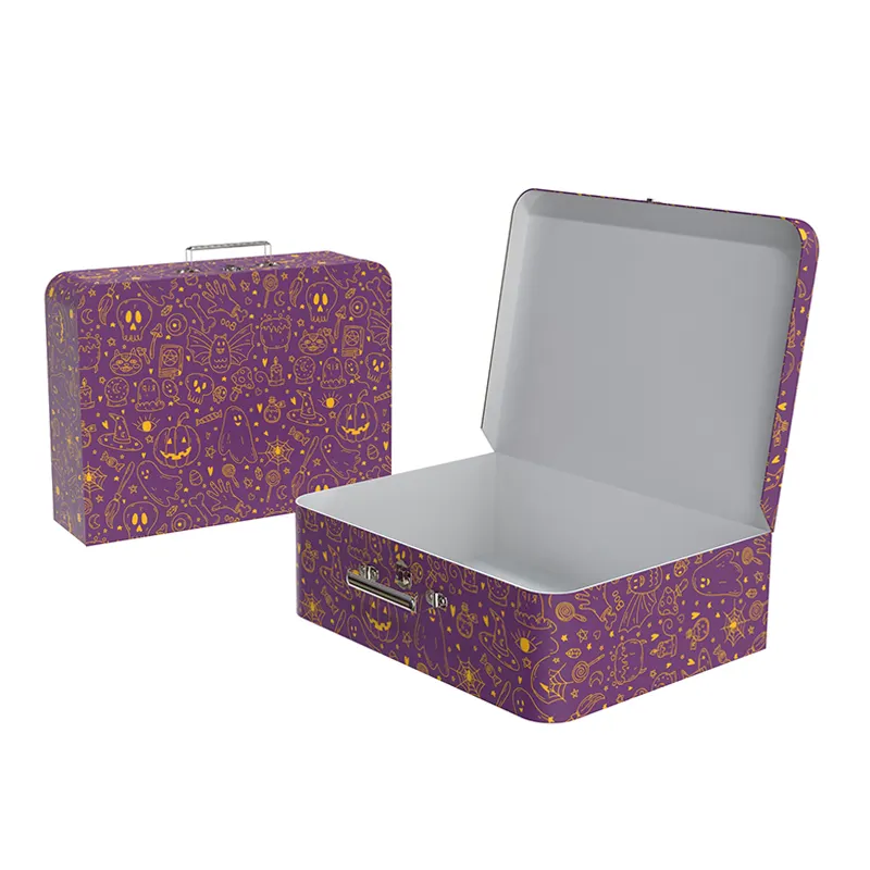 Digitaler Druck individuelle luxuriöse Halloween-Geschenkboxen handgefertigter Papiertüter Verpackungsbox für Weihnachten mit Griff
