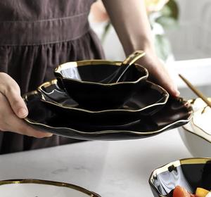 Golden Edge Factory Direct Wholesale Modern Chic Smooth Ceramic Reusable Dinner <strong>Table</strong> <strong>Set</strong> - Product Image 2