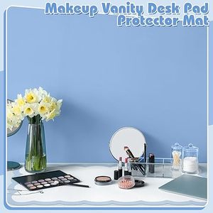 Makeup <strong>Mat</strong> for Vanity Scalloped Makeup <strong>Mat</strong> <strong>White</strong> Dual-sided Dressing Table Pad Waterproof Mouse Pads for Dressing Desk - Product Image 5