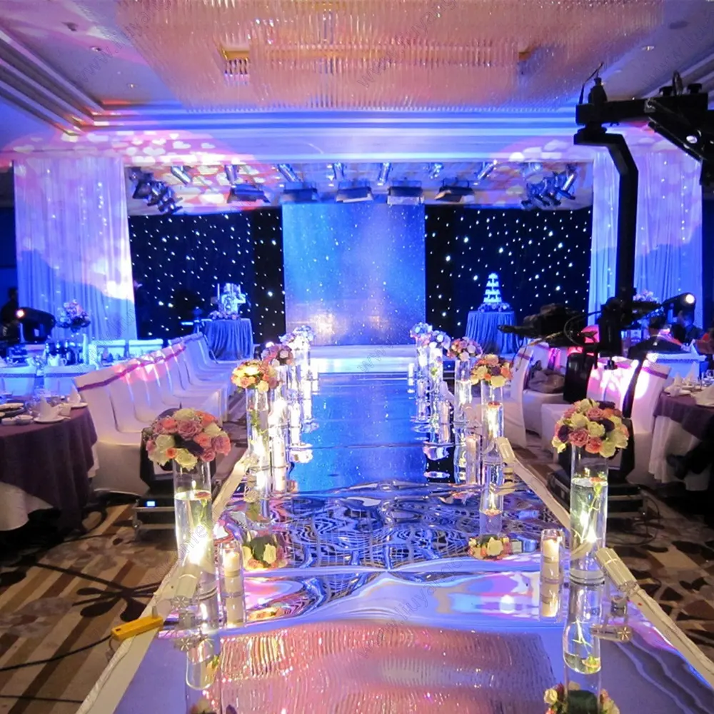 Moderno y elegante para la etapa Miroir grupo de baile de la boda decoración de la pared Panel espejo alfombra