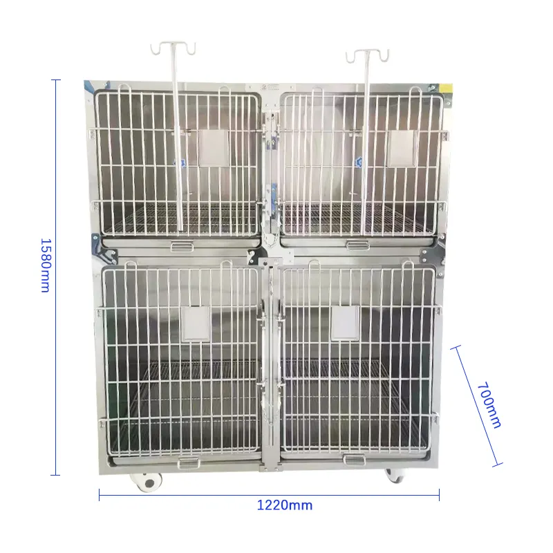 Luxo Aço Inoxidável veterinery Gaiola Animal Cat Dog Kennel Gaiola Modular Vet Pet Gaiolas para Pet Shop