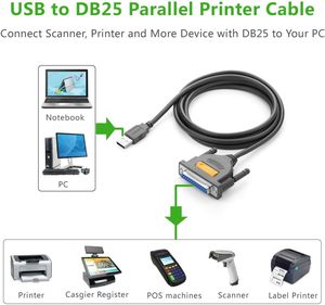 UGREEN USB至DB25并行打印机电缆适配器公母连接器IEEE 1284转换器，适用于电脑台式笔记本电脑 - Product Image 3