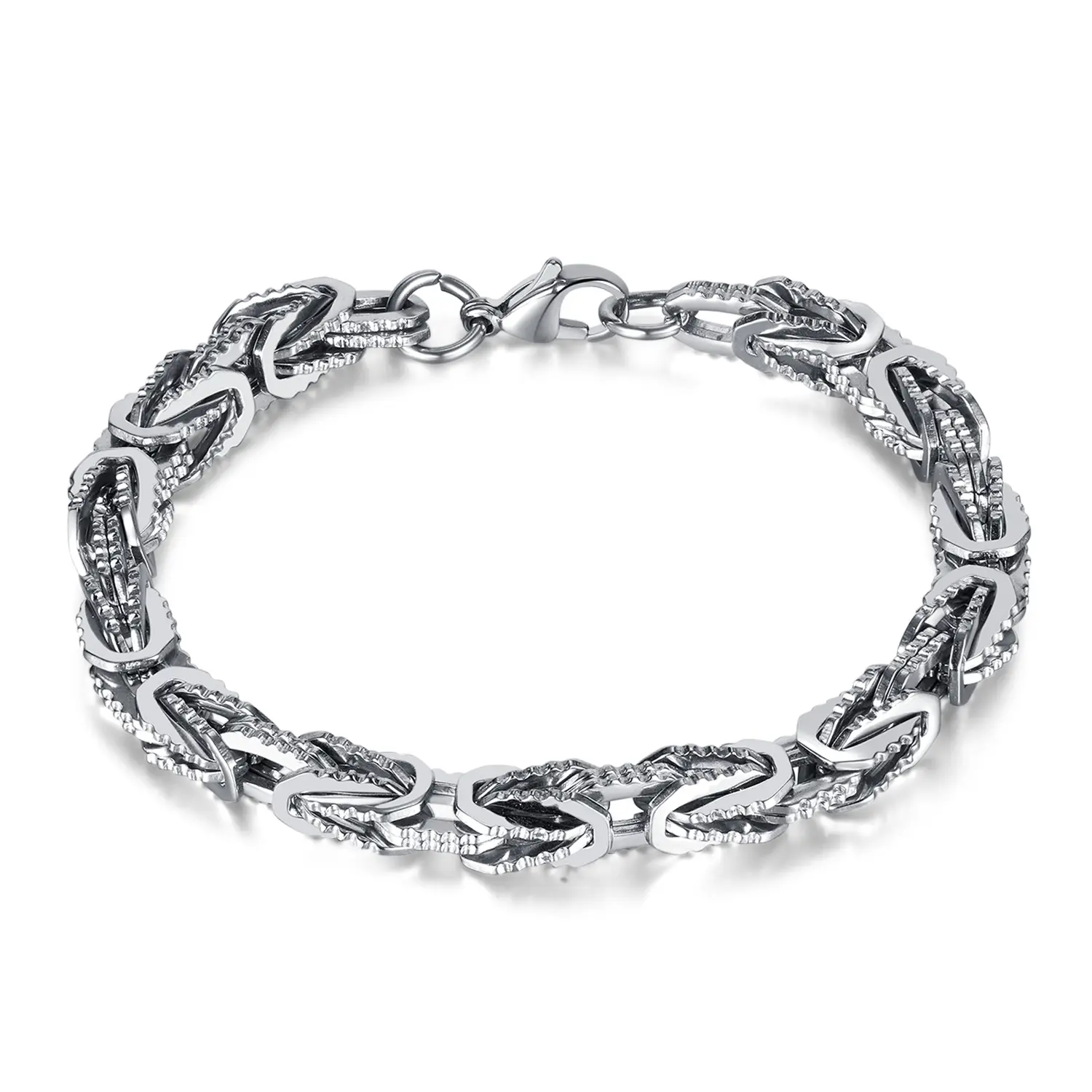 New Product Bangle Bracelet Stainless Steel Hook Buckle Wristbands Silver zigzag Chain fashion jewelry Bracelets men