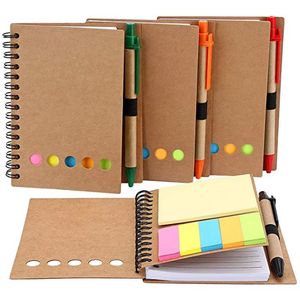 Bloc de notas Kraft con logotipo personalizado con bolígrafo Memo Notas adhesivas Cuaderno de papel Kraft ecológico Mini Bloc de notas pequeño Cuaderno de impresión personalizado con bolígrafo - Product Image 1