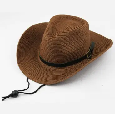 Sombrero de verano barato tejidas a mano de papel de paja sombrero de vaquero para hombres