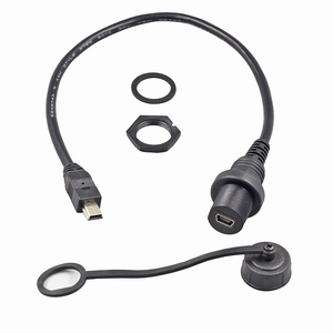 防水迷你<span class=keywords><strong>USB</strong></span>公对母延长线螺纹锁定面板安装带盖迷你<span class=keywords><strong>USB</strong></span>电缆