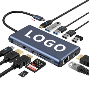 12-in-1 alluminio Multi-funzionale USB 2.0 3.0 Ethernet & USB-C Docking Station hub di rete - Product Image 1