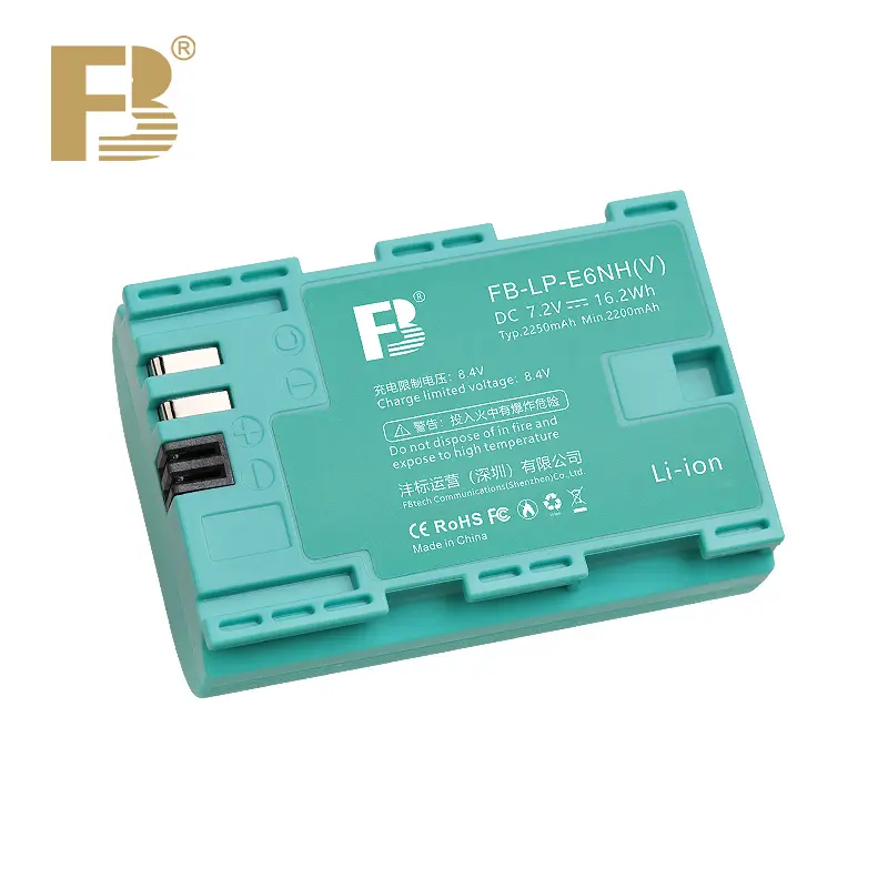 FB LP-E6NH (V) 7.2V 2250mAh 높은 Ca LP-E6NH 디지털 배터리 R5 R6 촬영 비디오 디지털 카메라의 최신 디코딩 업그레이드