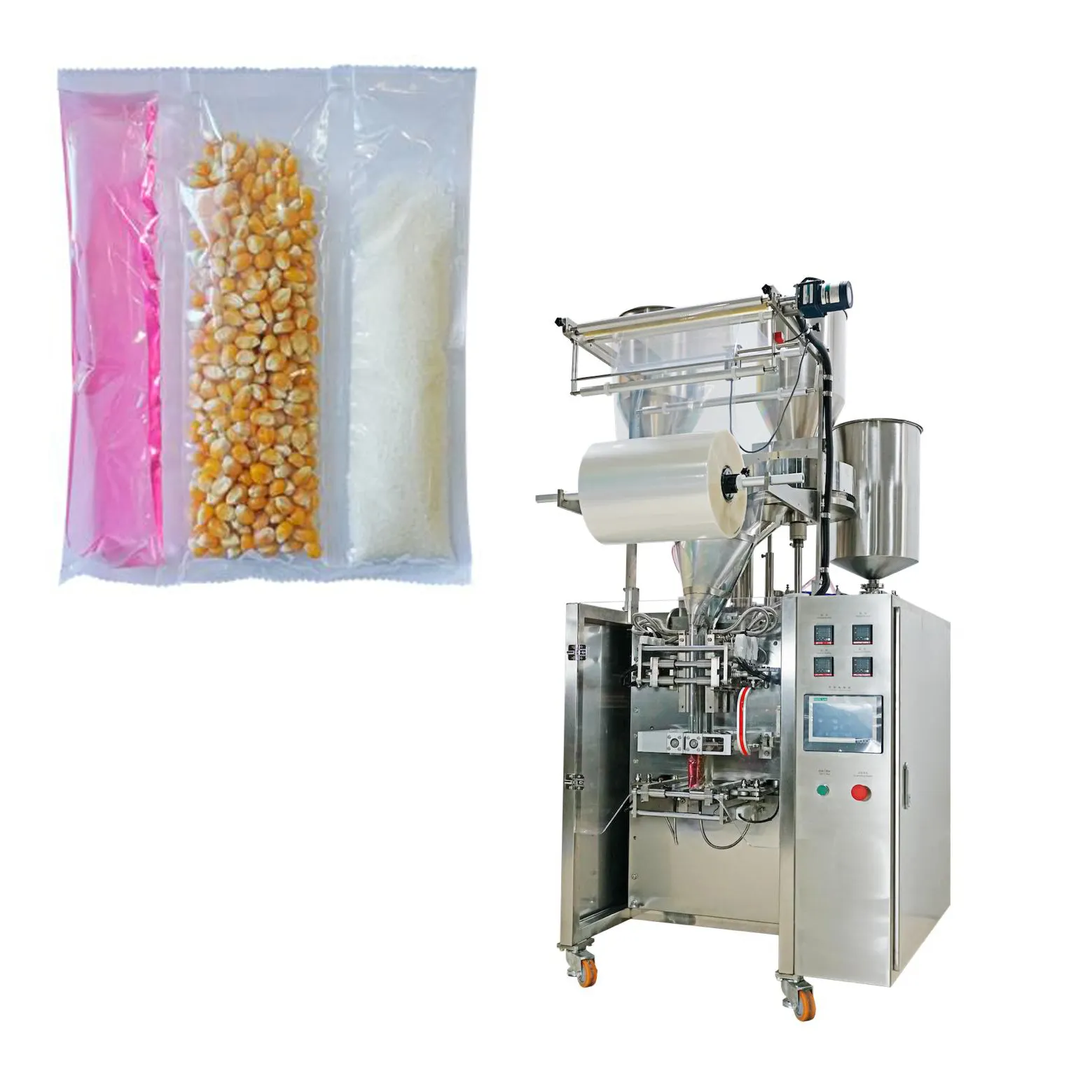 Macchina confezionatrice verticale per popcorn a microonde per uso domestico, zucchero, noccioli di mais