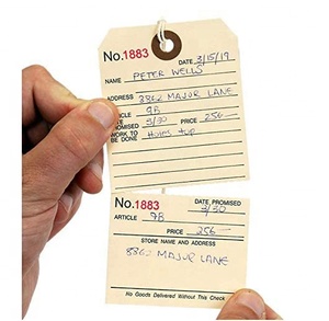 Numbered Repair Tags with <strong>String</strong> and Stub Customize Paper Clothing Tag