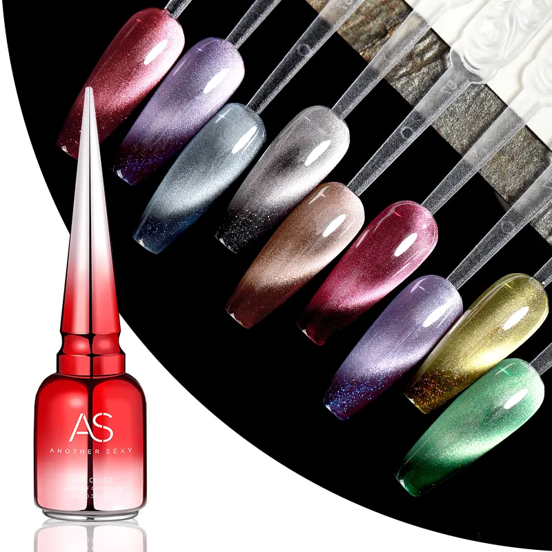 AS-Vernis à ongles en gel pour œil de chat, 9 couleurs, paillettes réfléchissantes, rose, violet, bleu, vert, led, vernis à ongles en gel uv