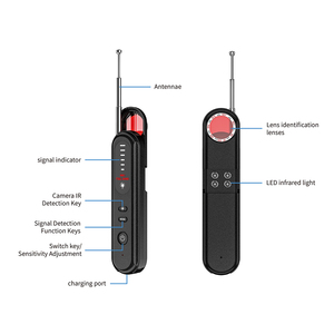 Detector de cámara de dispositivo oculto negro de sensibilidad de 5 niveles Escáner de señal inalámbrica GPS para hoteles